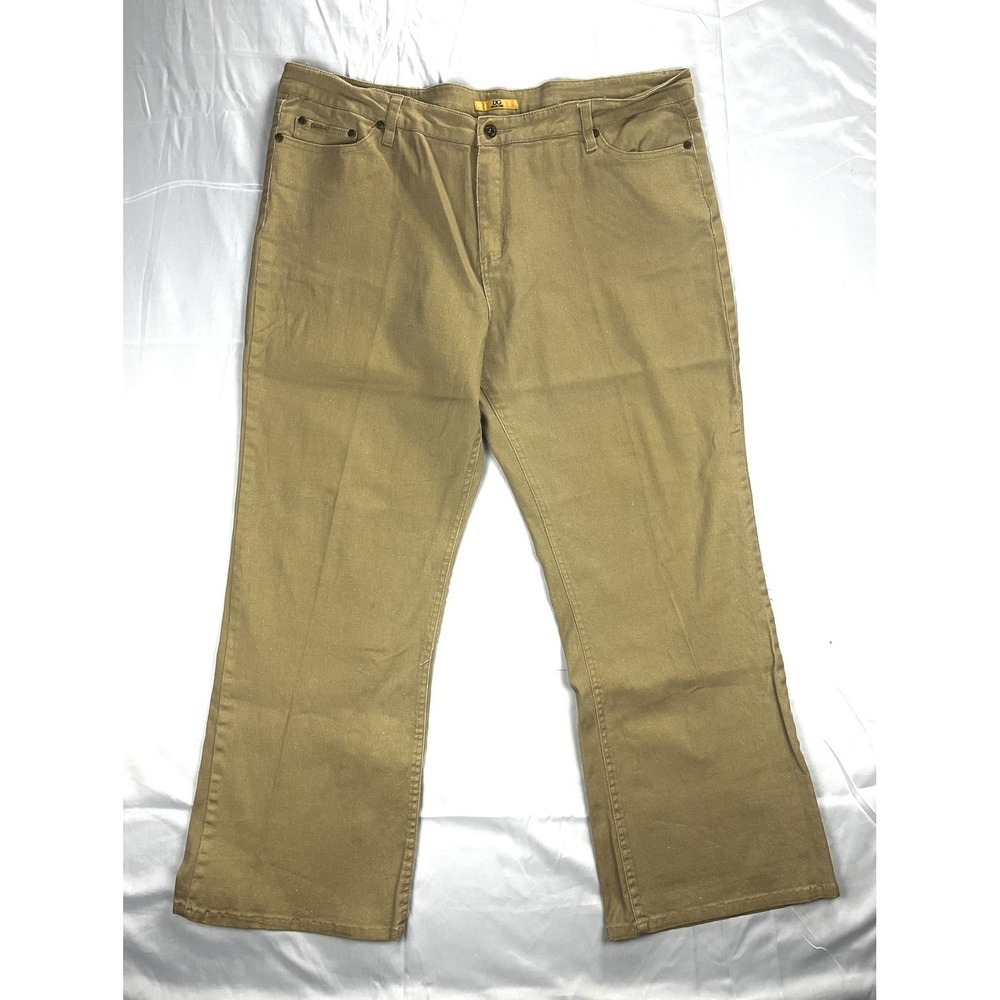 Drama Gold Womens 18 Gold Metallic Glitter Sparkle Flare Pants Stretch Ramie DG